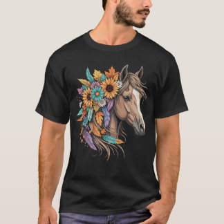 Camiseta Floral Wild Horse Country Horse Riding Women Girls