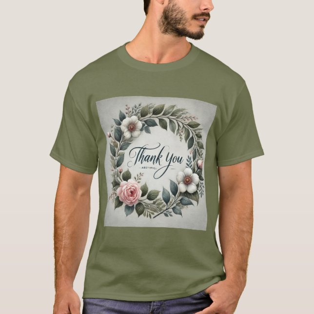 Camiseta Floral Wreath Gracias Mens (Anverso)