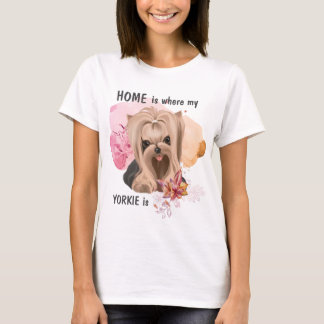 Camiseta Floral Yorkie está en casa