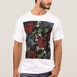 Camiseta Florales bordados: Patrón renacentista sin foco