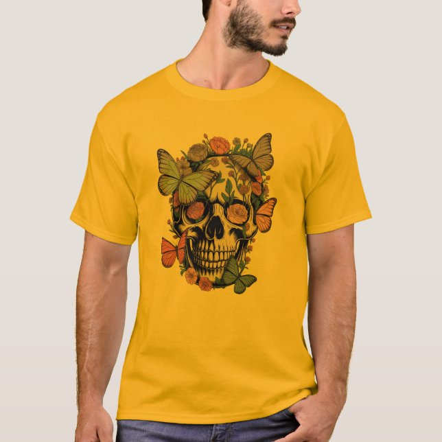 Camiseta FloralSkullT-Shirt | Ästhetischer SchädelmitBlumen (Anverso)
