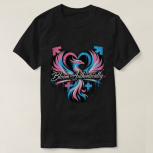 Camiseta "Florece Auténticamente" Orgullo Transgénero Coraz