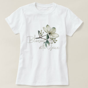 Camiseta Florece con gracia floral inspiracional