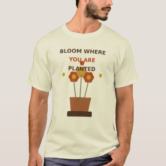 Camiseta Florece donde estás plantado, maceta boho
