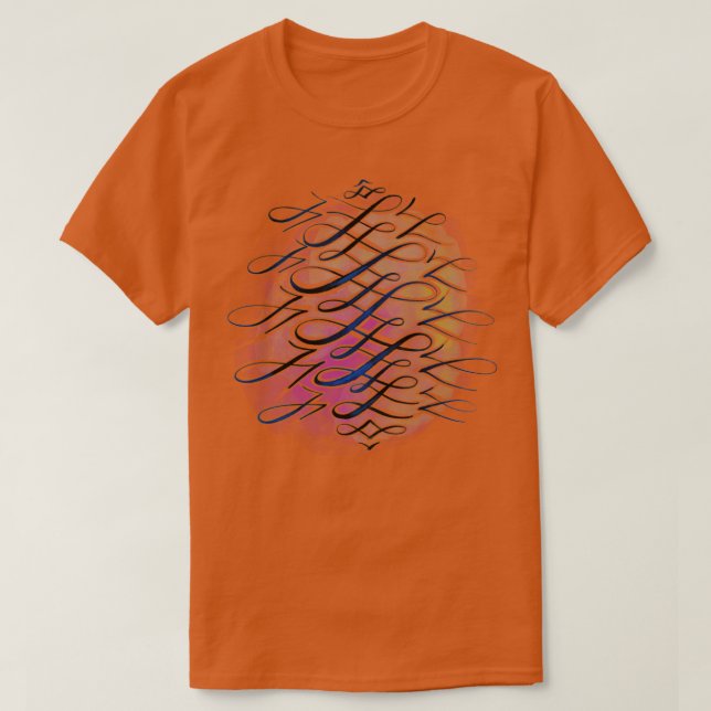 Camiseta Florecen las acuarelas en azul Naranja rosa (Diseño del anverso)