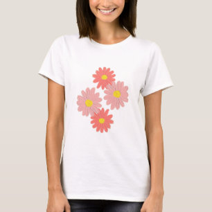 Camiseta Floreciendo en rosa y marrón