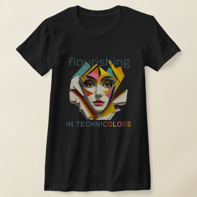 Camiseta Floreciente en tecnólogos, rostro de arte abstract (Distribución)