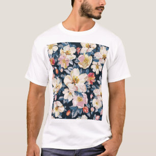 Camiseta Floreciente patrón de elegancia de árbol de manzan