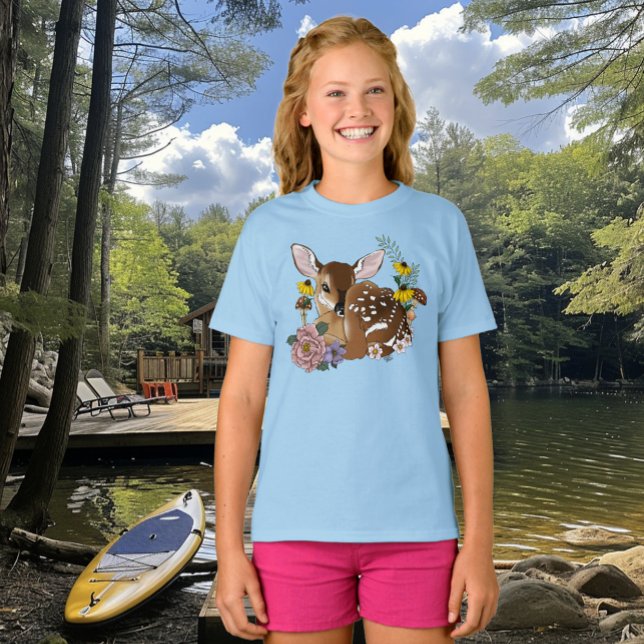 Camiseta Florecillas Silvestres Cervatillo Azul Bebé Ciervo (Subido por el creador)