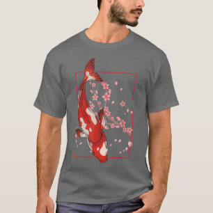 Camiseta Florecimiento asiático de cerezo de pescado de Koi