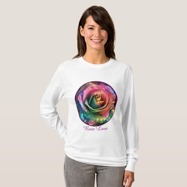 Camiseta Florecimiento celeste: Rosa extranjero (Anverso completo)