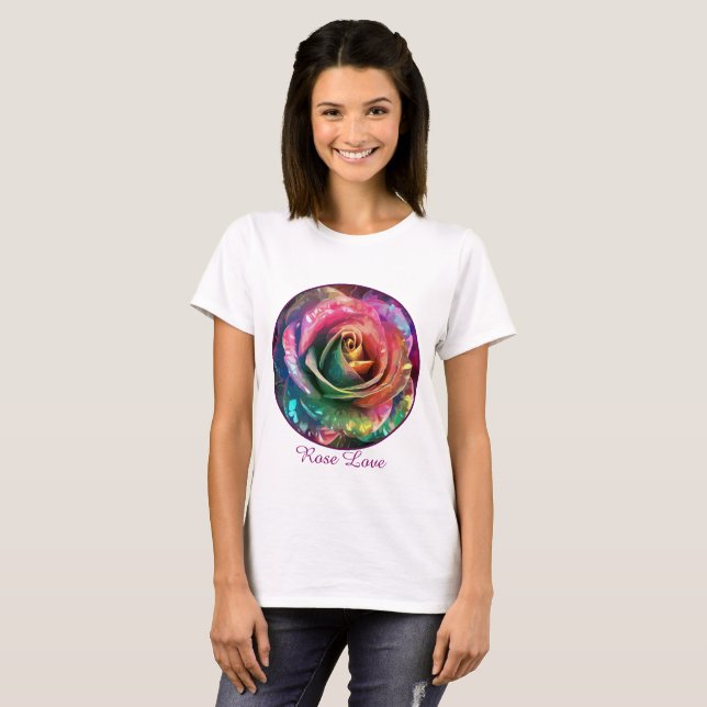 Camiseta Florecimiento celeste: Rosa extranjero (Anverso completo)