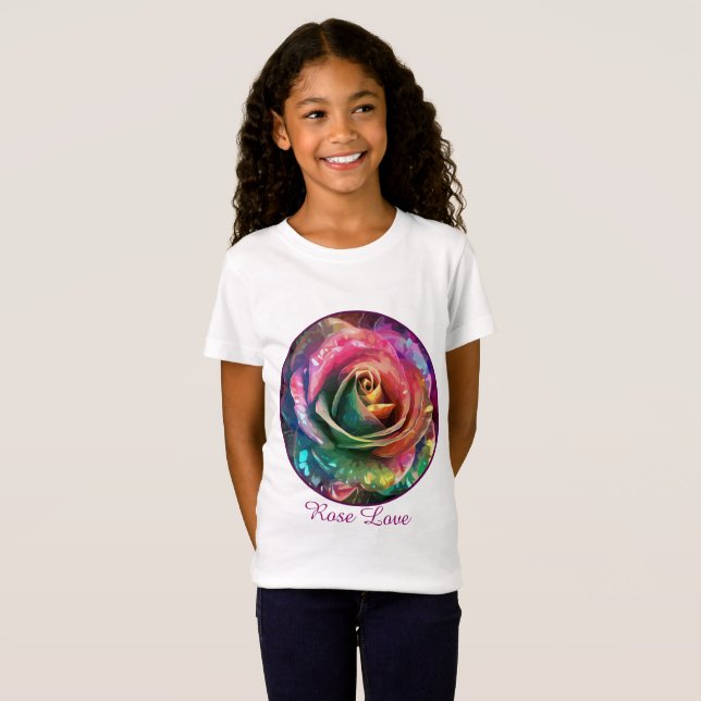 Camiseta Florecimiento celeste: Rosa extranjero (Anverso completo)