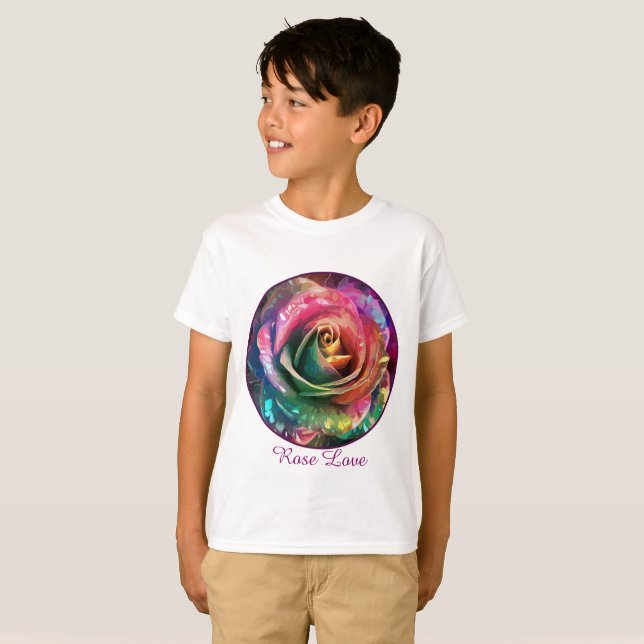 Camiseta Florecimiento celeste: Rosa extranjero (Anverso completo)