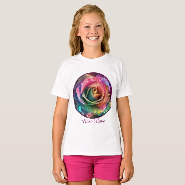 Camiseta Florecimiento celeste: Rosa extranjero (Anverso completo)