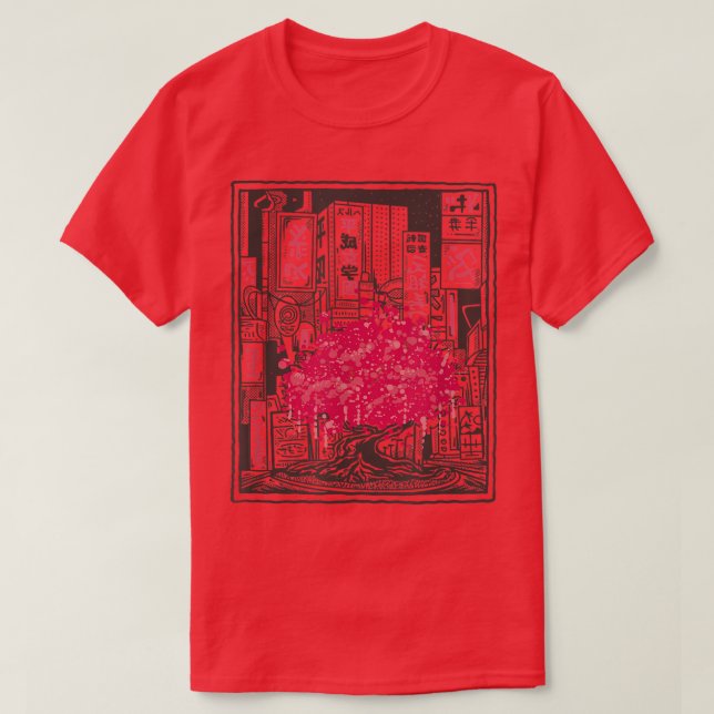 Camiseta Florecimiento de cerezo japonés en la ciudad de Sa (Diseño del anverso)