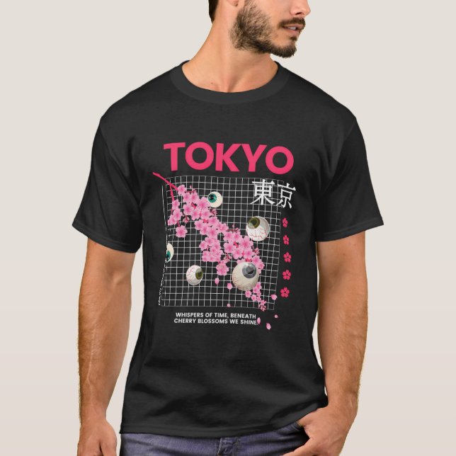 Camiseta Florecimiento de cerezos arte japonés Tokio Weirdc (Anverso)