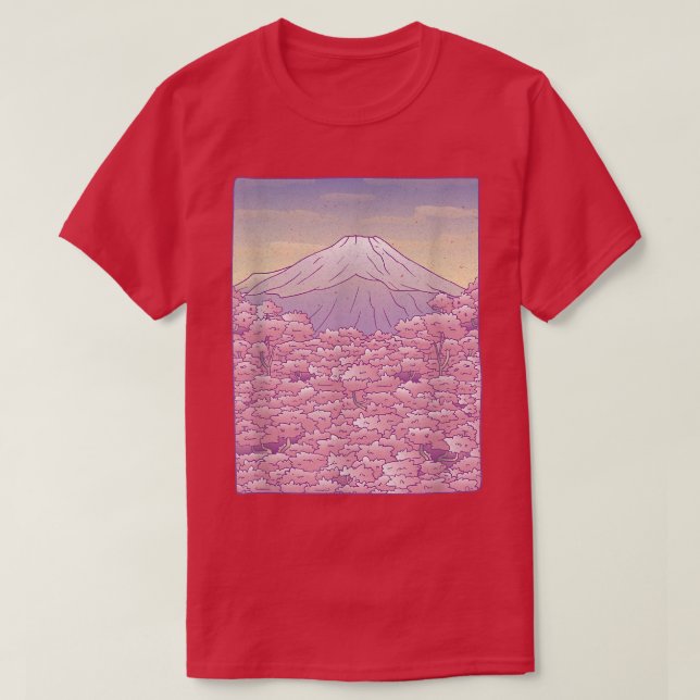 Camiseta Florecimiento de cerezos en el Monte Fuji Sakura (Diseño del anverso)