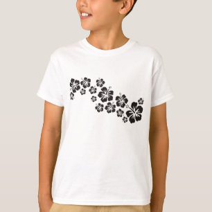 Camiseta florecimiento de hibiscos en negro