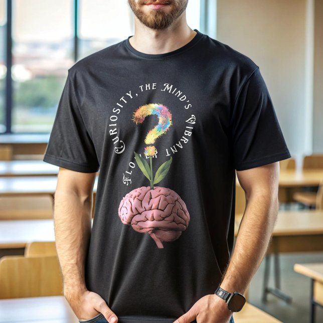 Camiseta Florecimiento de la curiosidad: olla de flores del (Man Wearing Curiosity Blooms: Brain Flower Pot T-Shirt)