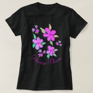 Camiseta Florecimiento en rosa brillante acentuado con Verd