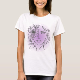 Camiseta Florecimiento Velado – Arte de Línea Femenina Espi
