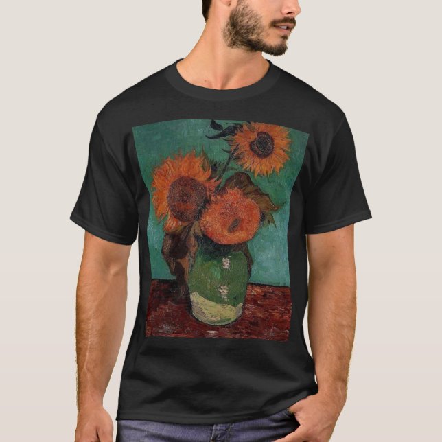 Camiseta florero de Van Gogh con tres girasoles (Anverso)