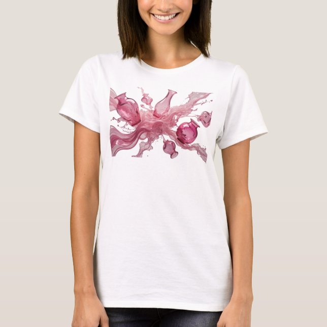 Camiseta Floreros de vidrio rosado clásico con salpicaduras (Anverso)
