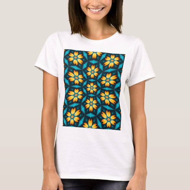 Camiseta Flores abstractas amarillas (Anverso)
