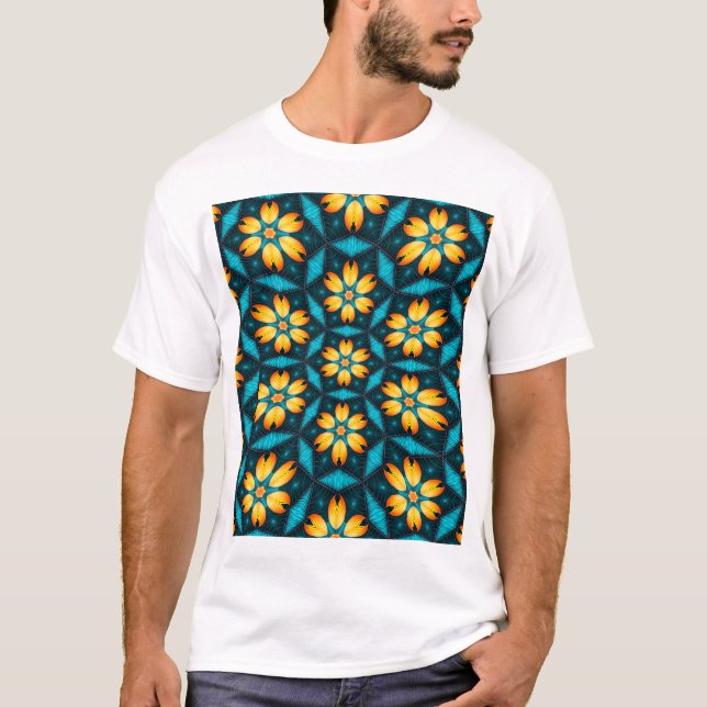 Camiseta Flores abstractas amarillas (Anverso)