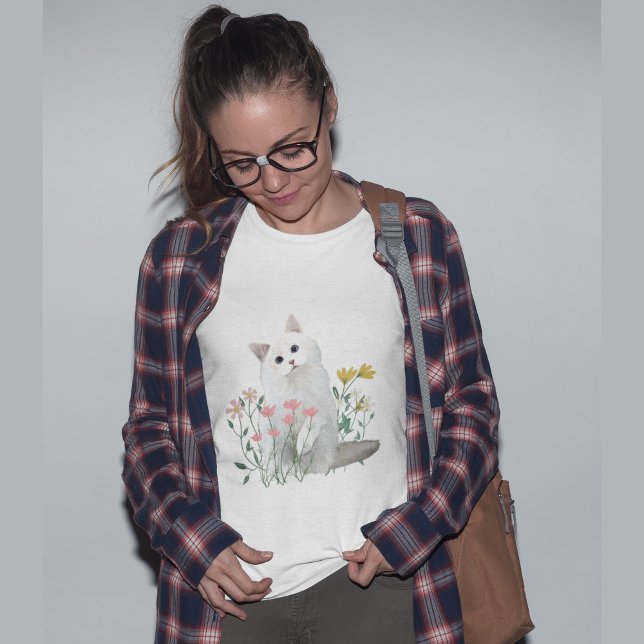 Camiseta Flores abstractas de gatos blancos (Subido por el creador)