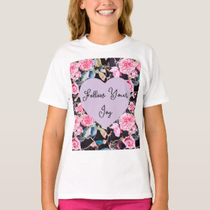 Camiseta Flores Acuarela Rosa Floral Niñas Alegría