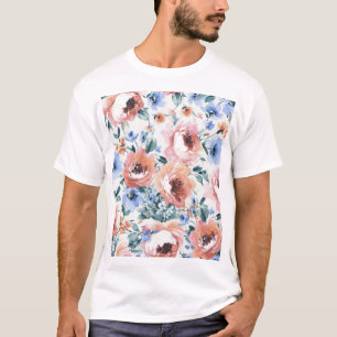 Camiseta Flores acuarelas, ilustracion sin costura.