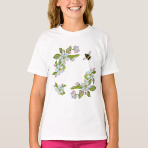 Camiseta Flores acuáticas de árboles de jardín y abejorros