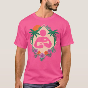 Camiseta Flores acústicas de guitarra Hawaii Aloha Uke