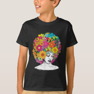 Camiseta Flores afroafricanas Reina negra campeona afroamer