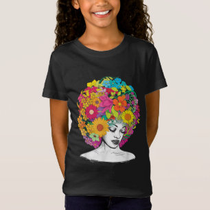 Camiseta Flores afroafricanas Reina negra campeona afroamer