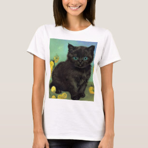 Camiseta Flores amarillas de gato negro Van Gogh
