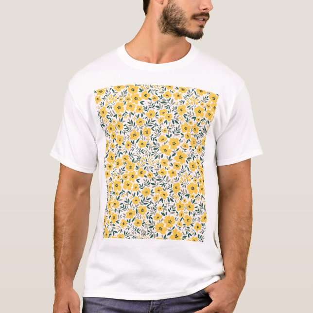 Camiseta Flores amarillas: flores florales modernas sin cos (Anverso)