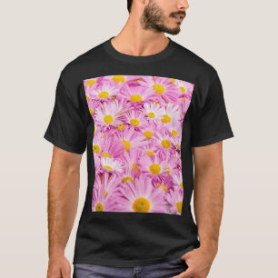 Camiseta Flores Amarillas Rosadas fondo transparente