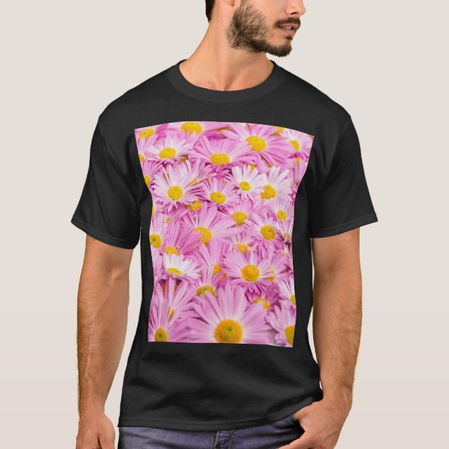 Camiseta Flores Amarillas Rosadas fondo transparente (Anverso)