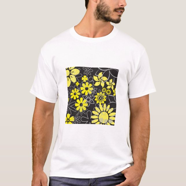 Camiseta Flores Amarillas Y Gris T- (Anverso)