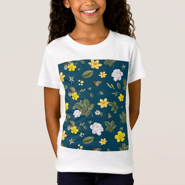 Camiseta Flores amarillas y rosas blancas (Anverso)
