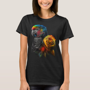 Camiseta Flores animales de color pájaro perico
