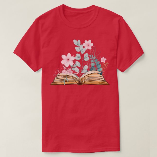 Camiseta Flores antiguas cultivadas en libros (Diseño del anverso)