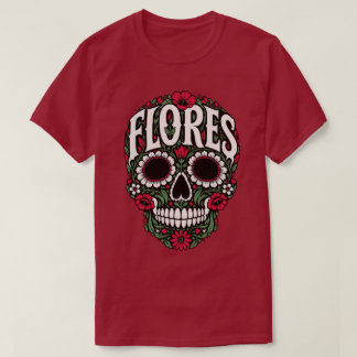Camiseta flores apellido cráneo de azúcar