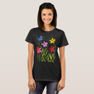 Camiseta Flores azul acuarela Flores silvestres Naturaleza
