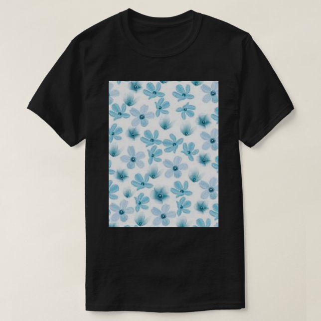 CAMISETA FLORES AZULES CUIDADOS (Diseño del anverso)