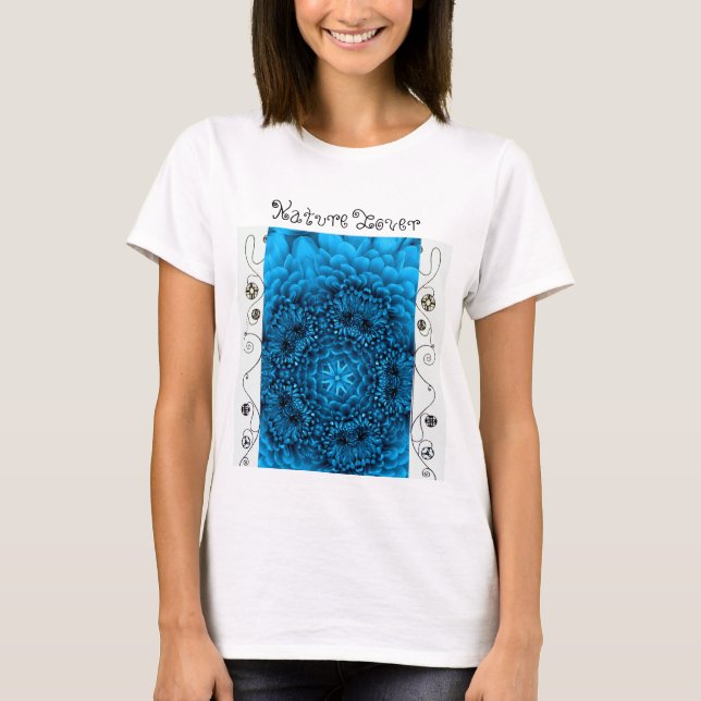 Camiseta FLORES AZULES DE DAHLIA, Abundancia de la naturale (Anverso)