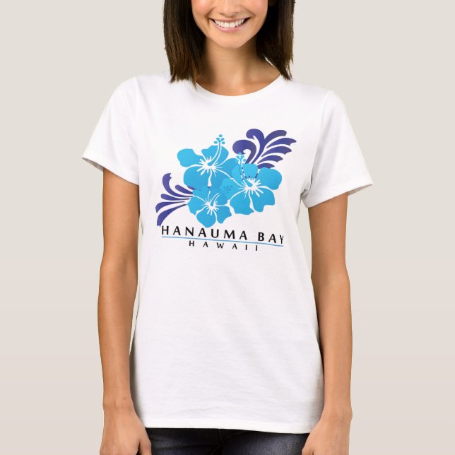 Camiseta Flores azules del hibisco de Hawaii (Anverso)